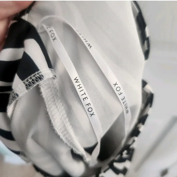 White Fox Boutique Size Small Zebra BLK Cut Out Halter Party Mini Dress $60 MSRP - Picture 7 of 8